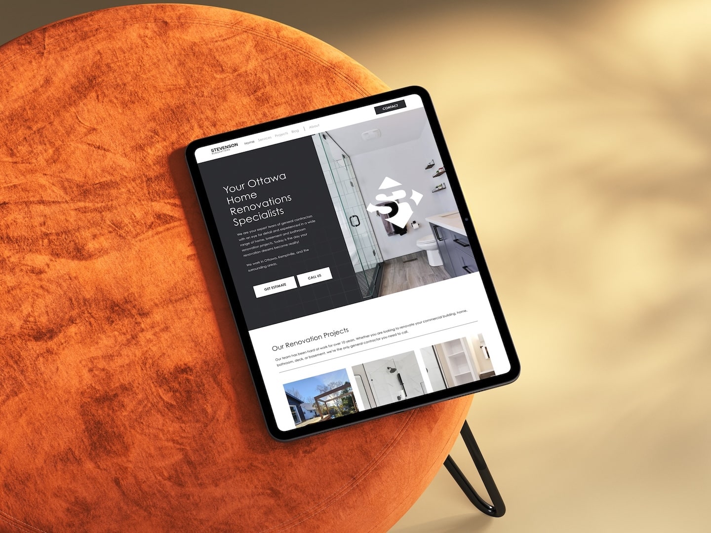 Professional website for Stevenson Renovations, a trusted general contractor in Ottawa providing home, basement, and bathroom renovation services.
