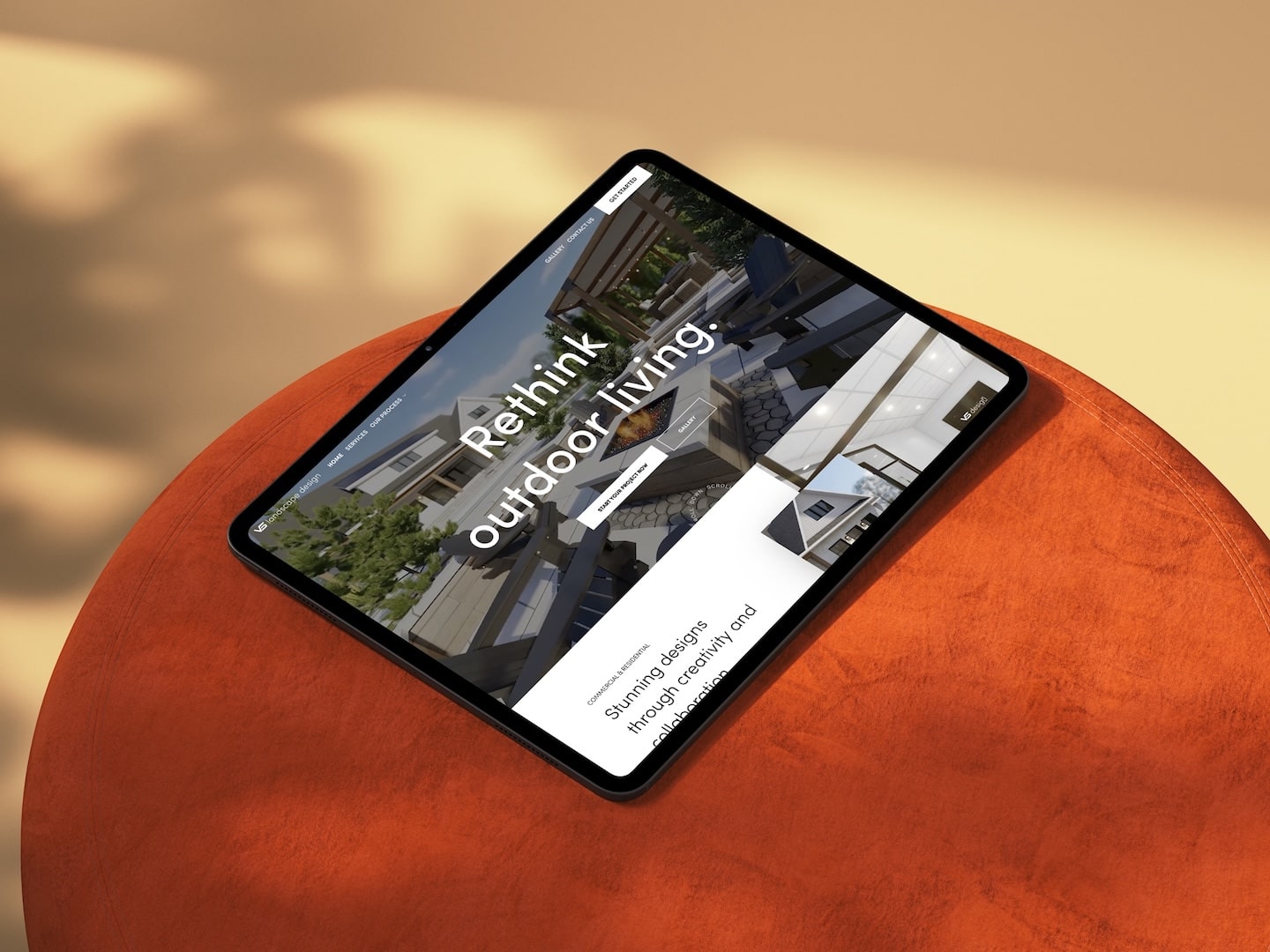 Clean and modern website for VS Design, showcasing landscape design, 3D renderings, and custom outdoor living solutions across Ottawa.