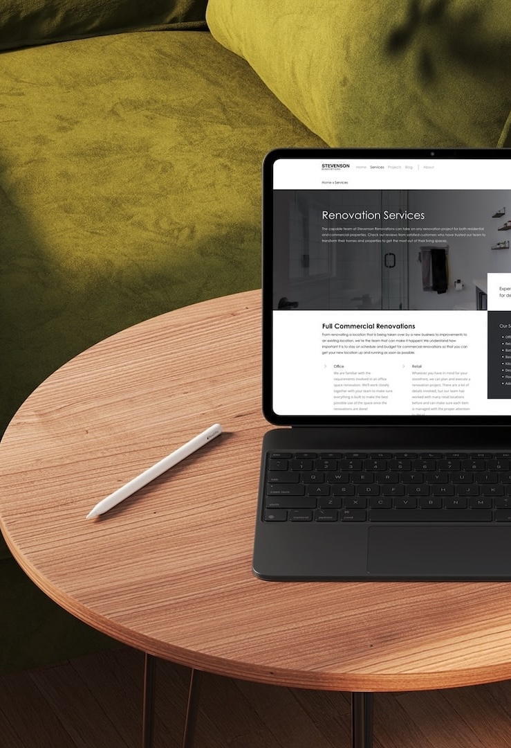 Website design for Stevenson Renovations – Kemptville-based contractor project by Series Five