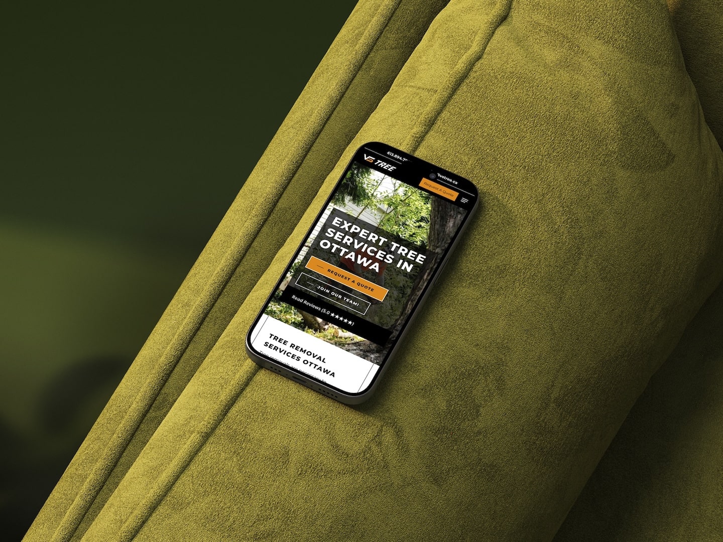 Mobile website design for VS Tree Services – Kemptville-based tree care company by Series Five